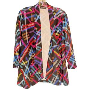 Travel Elements Womens Geometric Abstract Print Open Front Blazer Cardigan 1X NE